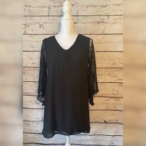 A.Byer Black dress with 3/4 lace sleeves M
